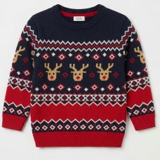 OVX31: Kids Knitted Christmas Reindeer Jumper (4- 9 years)